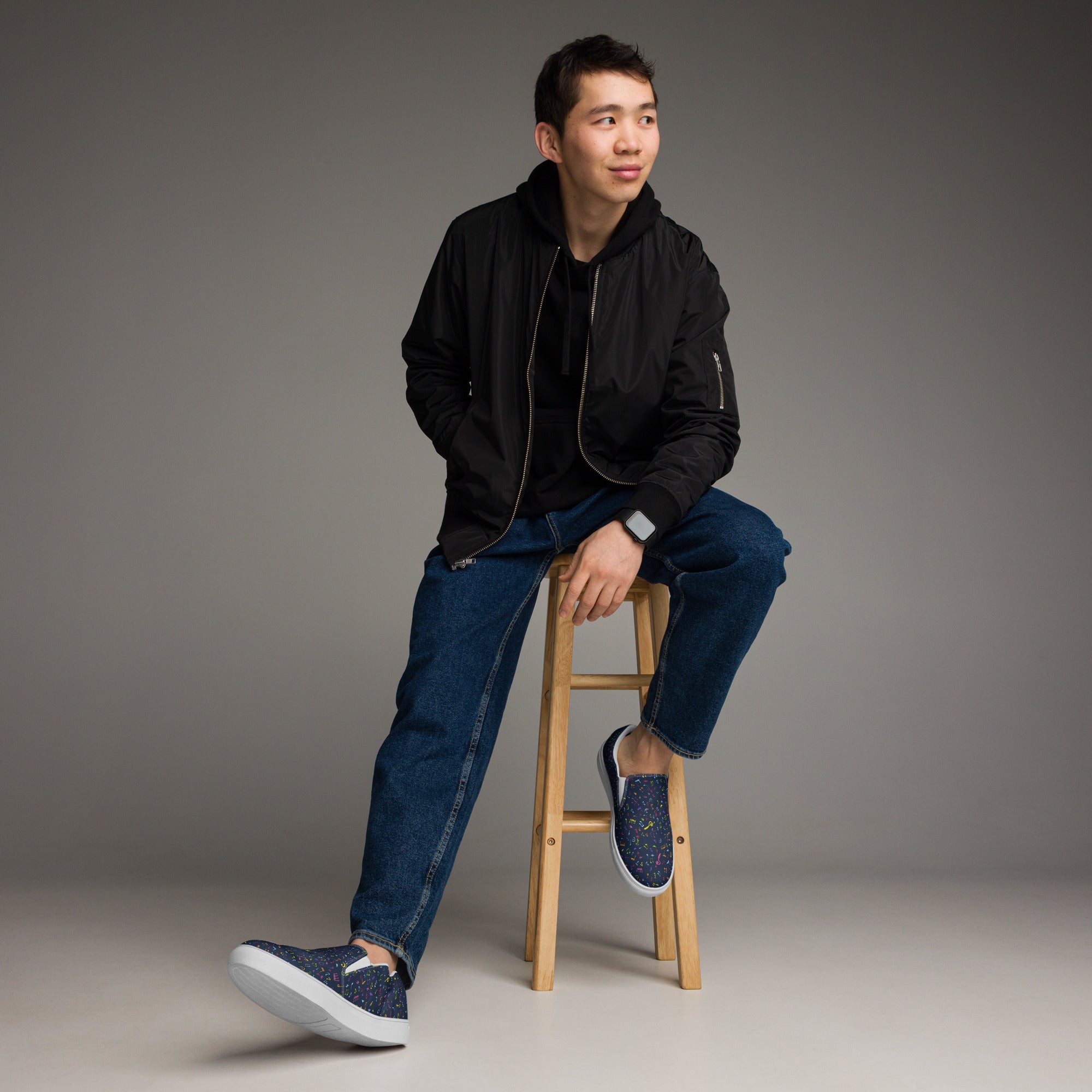 Colourful Music Notes - Men’s slip-on canvas shoes Mens Slip On Shoes Printed Offshore