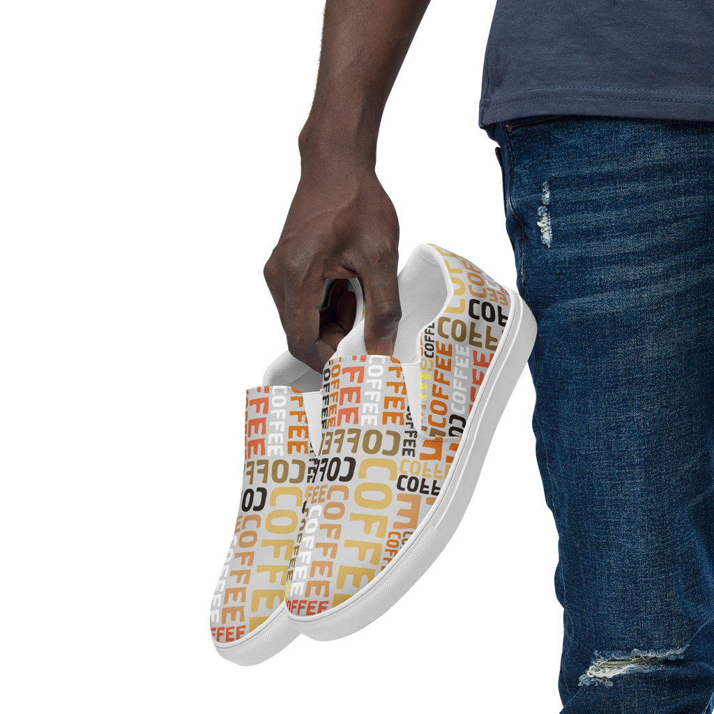 Coffee - Men’s slip-on canvas shoes Mens Slip On Shoes Coffee Printed Offshore