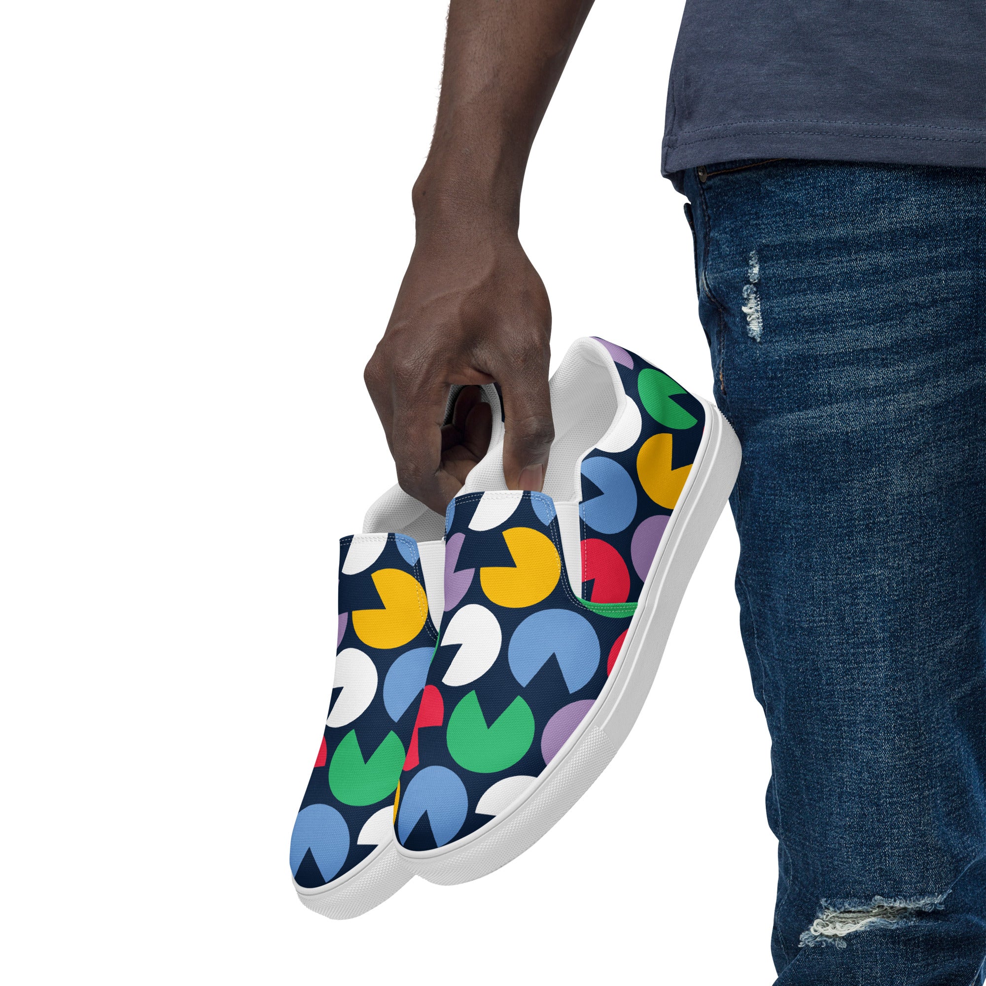 Hungry Circles - Men’s slip-on canvas shoes Mens Slip On Shoes Printed Offshore