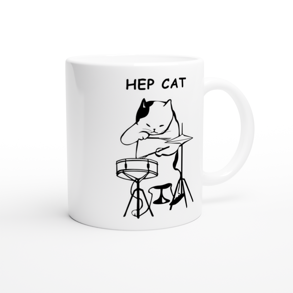 Hep Cat - White 11oz Ceramic Mug White 11oz Mug animal Globally Fulfilled Music