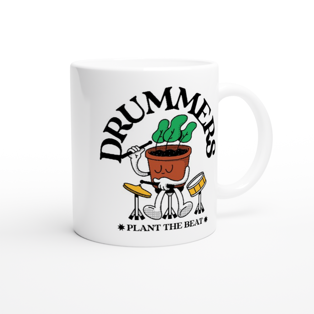 Drummers - White 11oz Ceramic Mug White 11oz Mug Globally Fulfilled Music