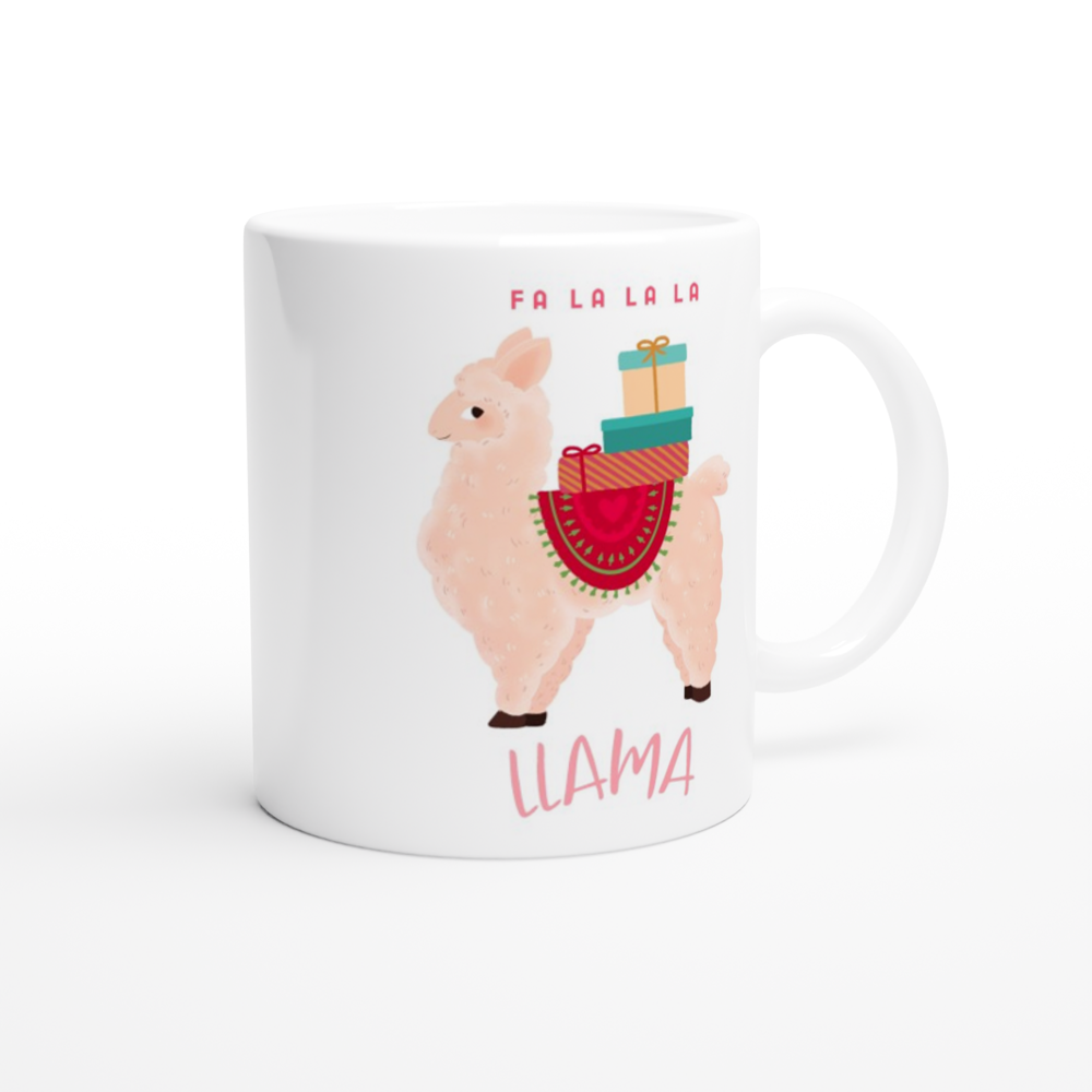 Fa La La La LLama - White 11oz Ceramic Mug Christmas Mug Globally Fulfilled