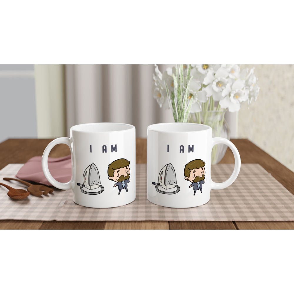 I Am Ironing Man - White 11oz Ceramic Mug White 11oz Mug comic Globally Fulfilled