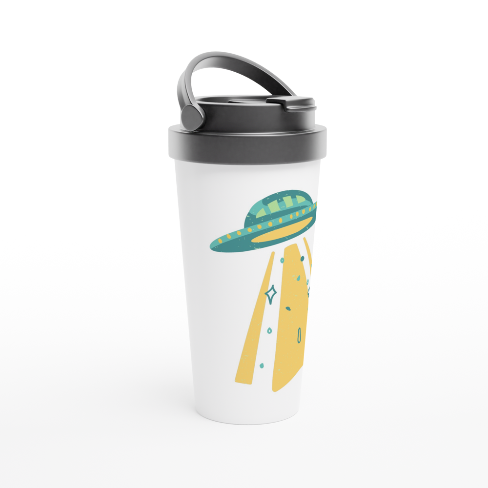 Alien UFO - White 15oz Stainless Steel Travel Mug Travel Mug Globally Fulfilled Sci Fi Space
