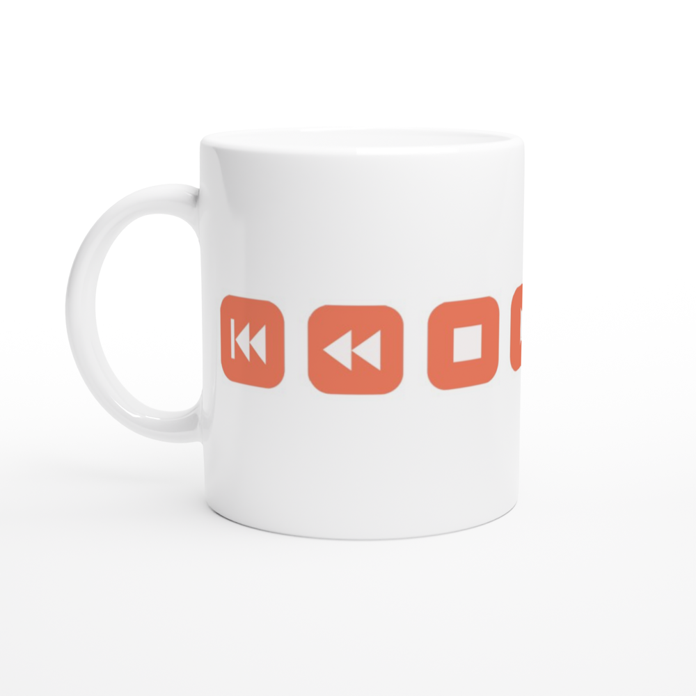 Music Control Buttons - White 11oz Ceramic Mug White 11oz Mug Globally Fulfilled Music Retro