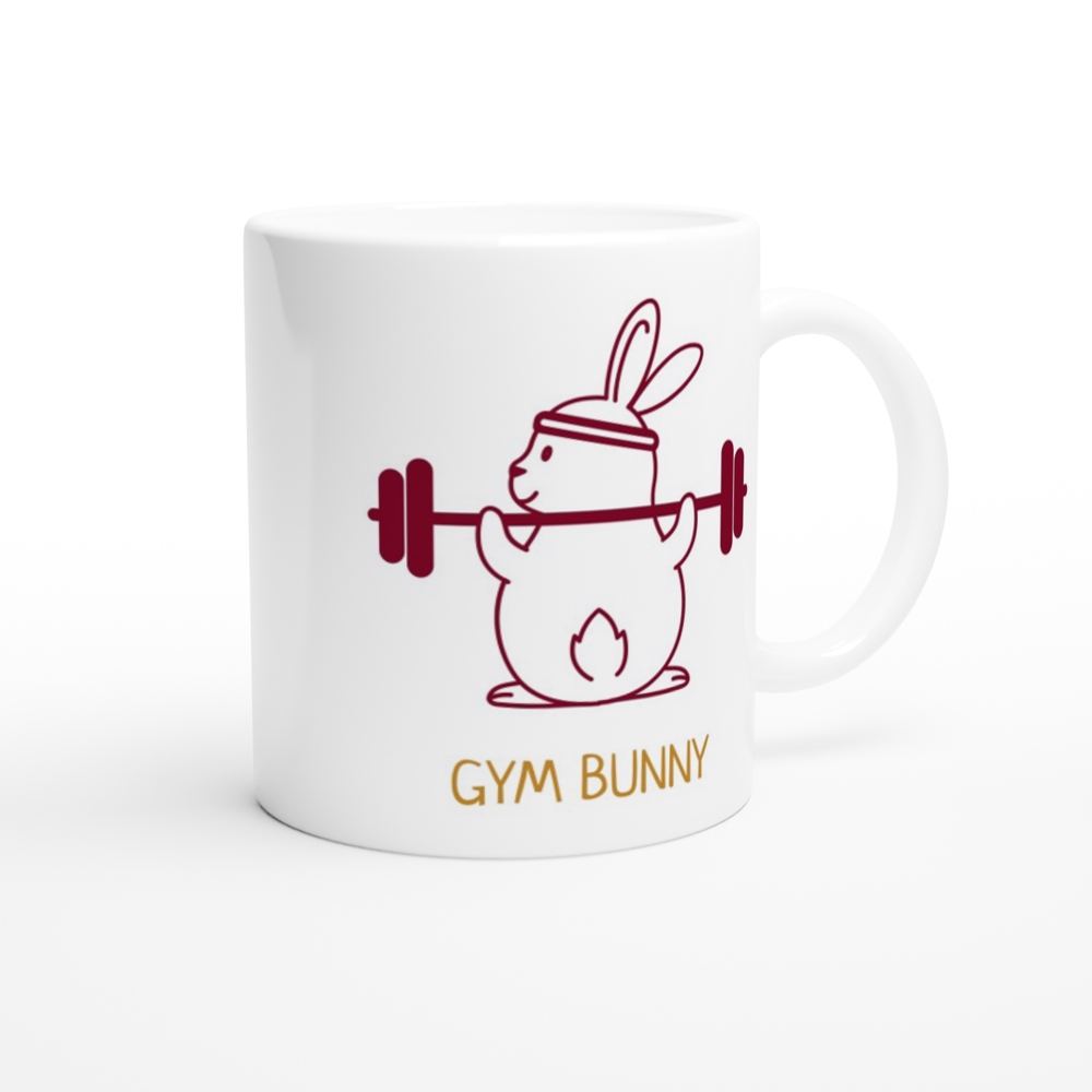 Gym Bunny - White 11oz Ceramic Mug White 11oz Mug animal Fitness Globally Fulfilled