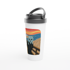Alien Scream - White 15oz Stainless Steel Travel Mug Travel Mug Globally Fulfilled Sci Fi