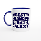 Best Grandpa In The Galaxy - White 11oz Ceramic Mug with Colour Inside ceramic blue Colour 11oz Mug Dad Globally Fulfilled