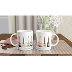 Guitars In Every Colour - White 11oz Ceramic Mug White 11oz Ceramic Mug White 11oz Mug Globally Fulfilled Music