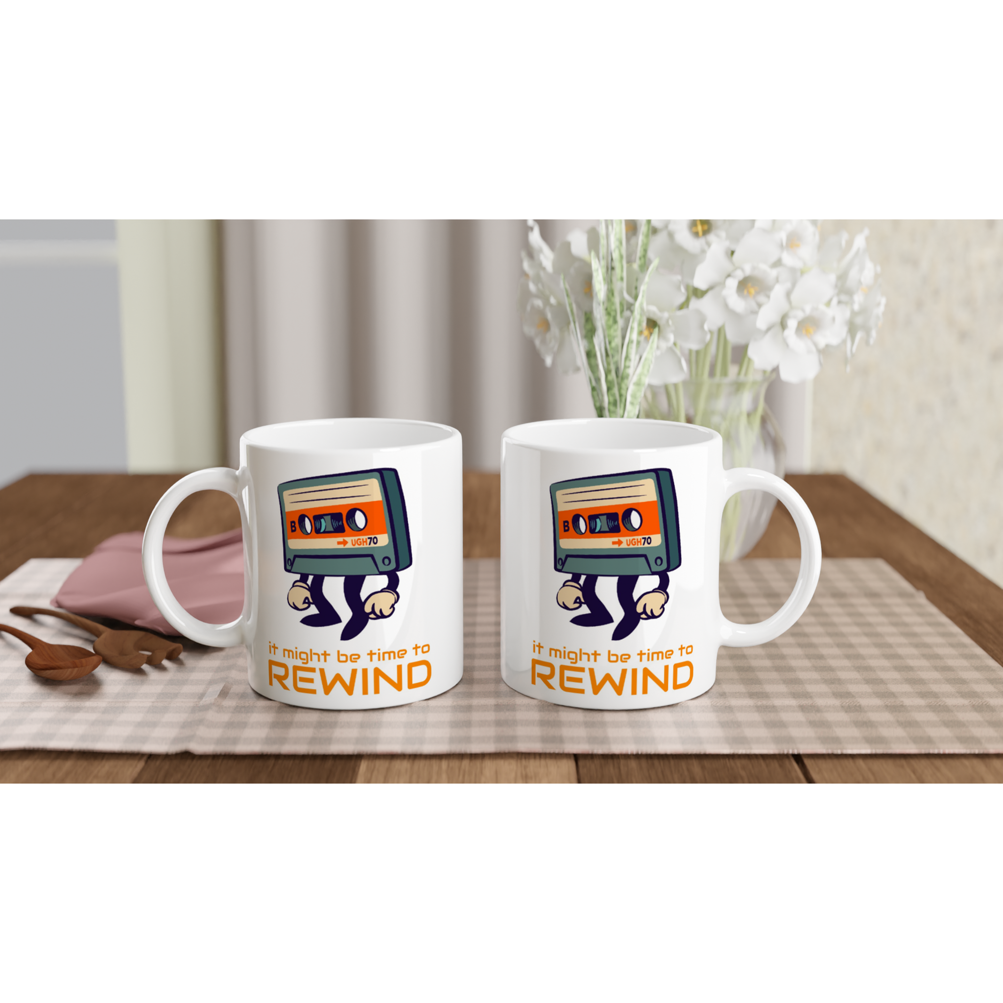 It Might Be Time To Rewind - White 11oz Ceramic Mug White 11oz Mug Globally Fulfilled Music Retro