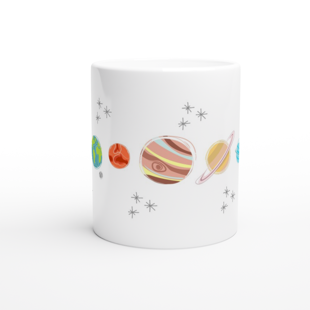 Solar System Planets - White 11oz Ceramic Mug White 11oz Mug Globally Fulfilled Space
