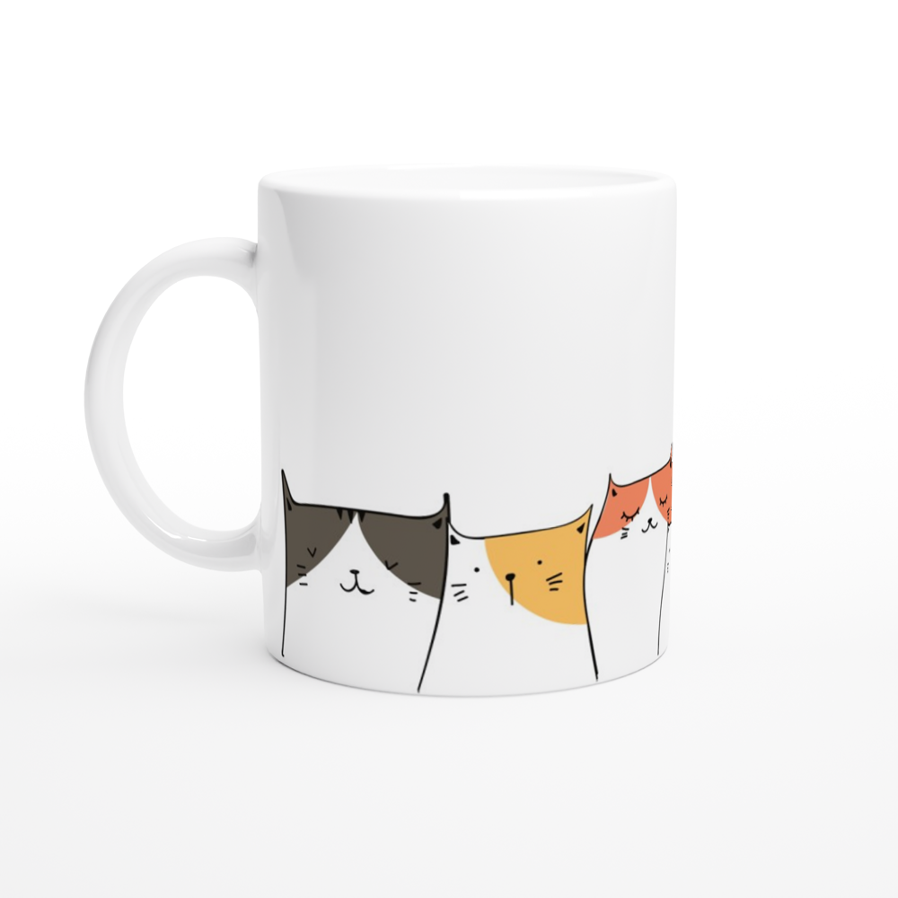 Cat Line - White 11oz Ceramic Mug White 11oz Ceramic Mug White 11oz Mug animal Globally Fulfilled