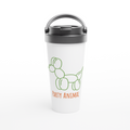 Party Animal - White 15oz Stainless Steel Travel Mug White 15oz Stainless Steel Travel Mug Travel Mug Funny Globally Fulfilled