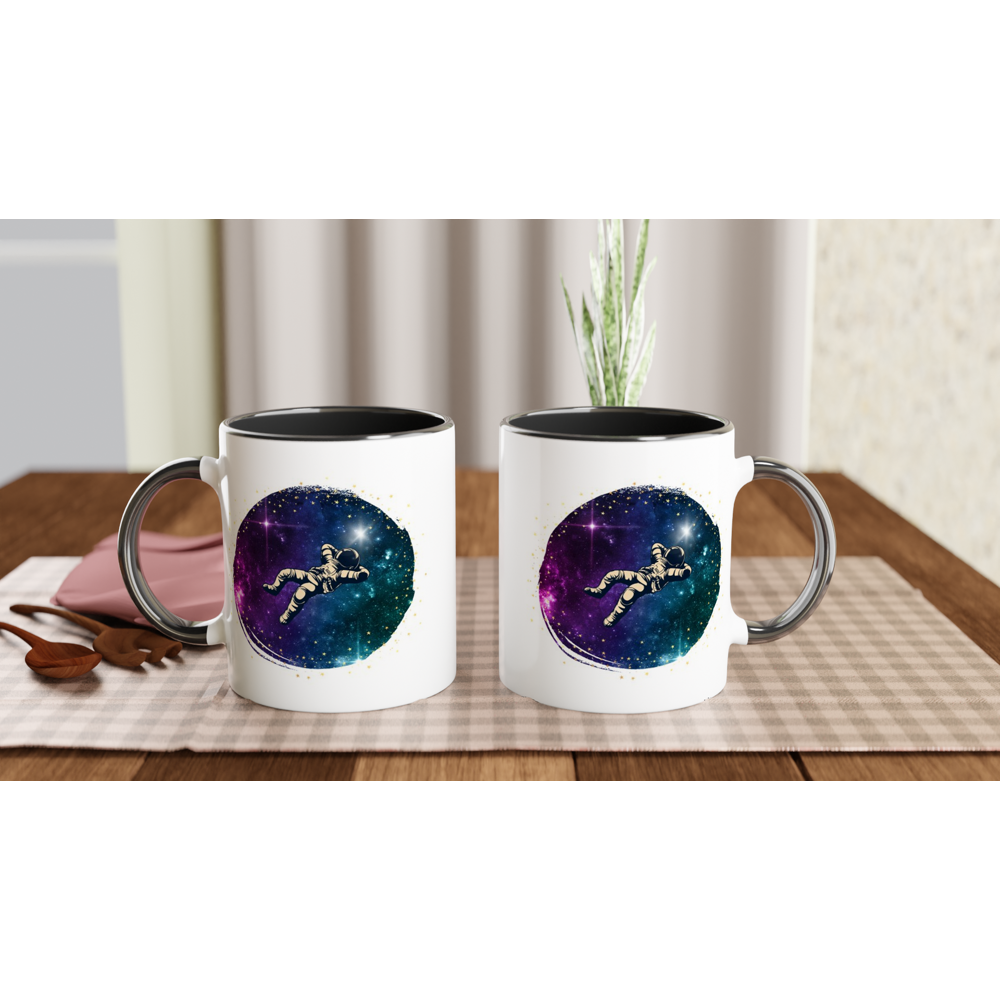 Spaceman - White 11oz Ceramic Mug with Colour Inside Colour 11oz Mug Globally Fulfilled Space