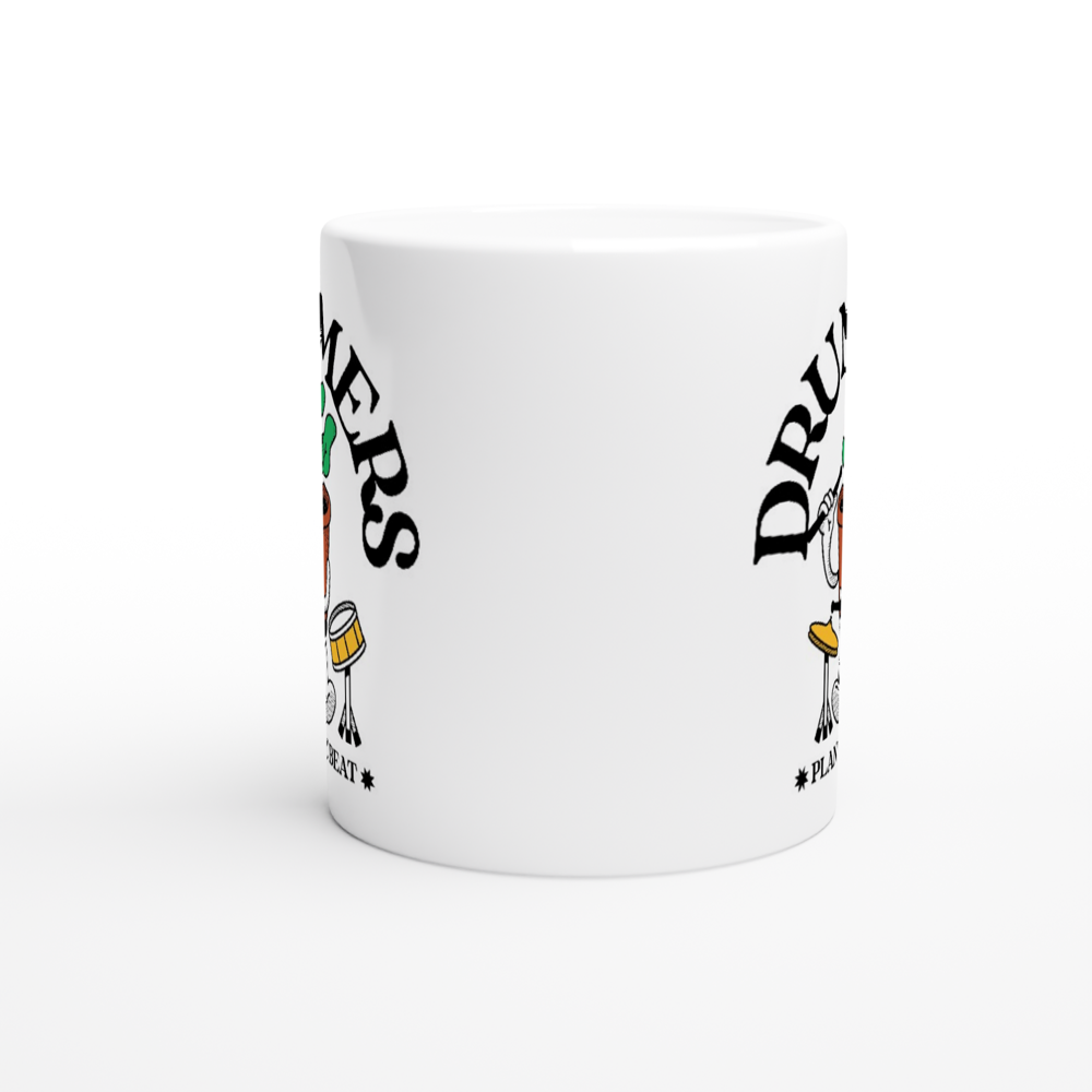 Drummers - White 11oz Ceramic Mug White 11oz Mug Globally Fulfilled Music