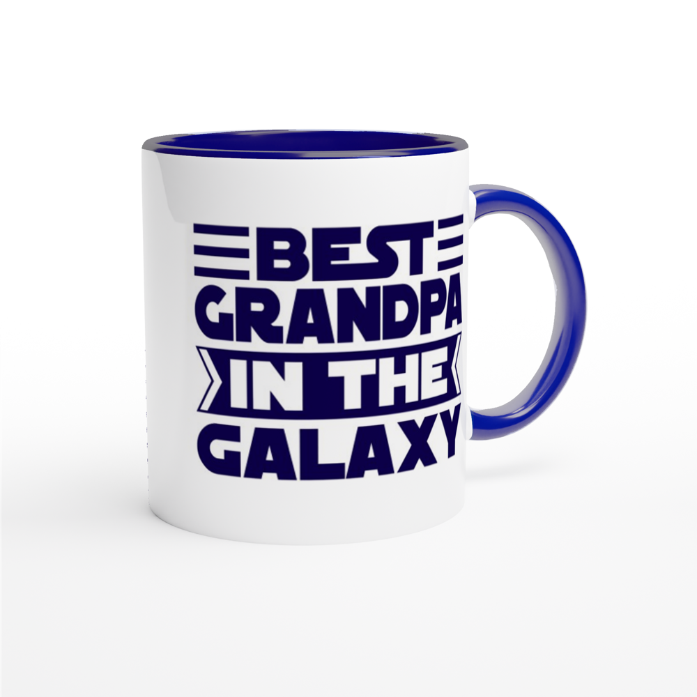 Best Grandpa In The Galaxy - White 11oz Ceramic Mug with Colour Inside Colour 11oz Mug Dad Globally Fulfilled