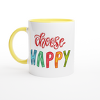 Choose Happy - White 11oz Ceramic Mug with Colour Inside Colour 11oz Mug Globally Fulfilled Motivation