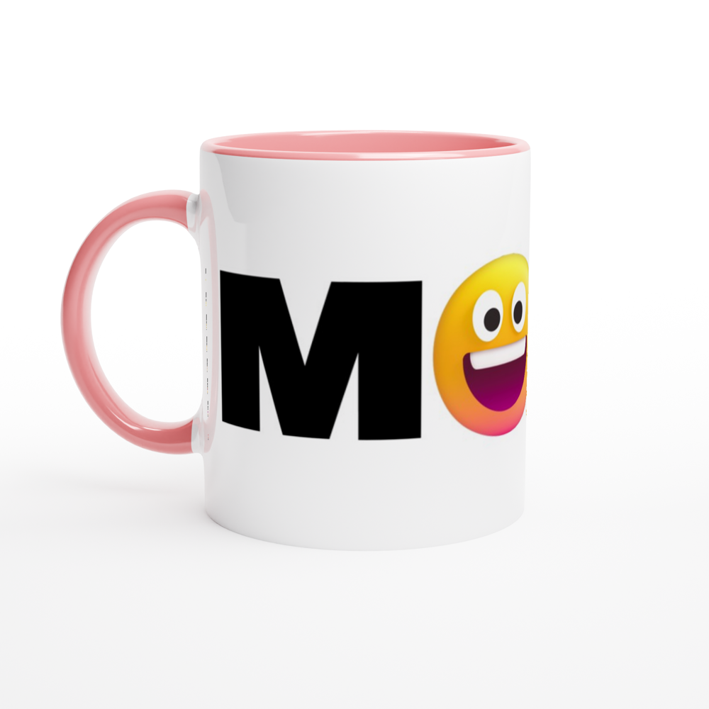 Mood Emoji - White 11oz Ceramic Mug with Colour Inside ceramic pink Colour 11oz Mug Funny Globally Fulfilled