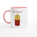 Stay Positive - White 11oz Ceramic Mug with Colour Inside ceramic pink Colour 11oz Mug Globally Fulfilled Motivation Tech