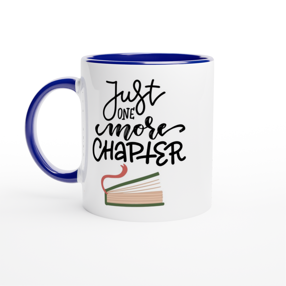 Just One More Chapter - White 11oz Ceramic Mug with Colour Inside ceramic blue Colour 11oz Mug Globally Fulfilled Reading