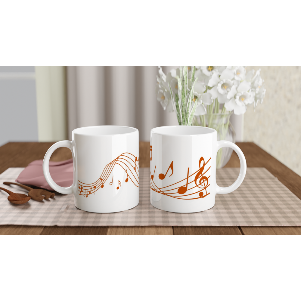 Music Notes - White 11oz Ceramic Mug White 11oz Ceramic Mug White 11oz Mug Globally Fulfilled Music