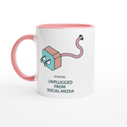 Status: Unplugged From Social Media - White 11oz Ceramic Mug With Colour Inside White 11oz Ceramic Mug with Color Inside Ceramic Pink Colour 11oz Mug Globally Fulfilled