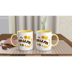 My Mum Is Bee-autiful - White 11oz Ceramic Mug with Colour Inside Colour 11oz Mug animal Globally Fulfilled Mum