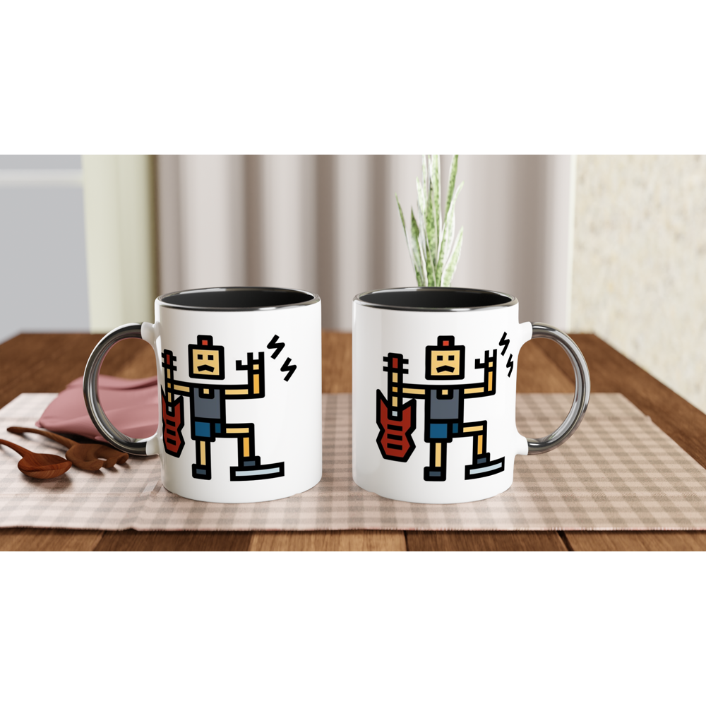 Rock And Roll - White 11oz Ceramic Mug with Colour Inside Colour 11oz Mug Globally Fulfilled Music