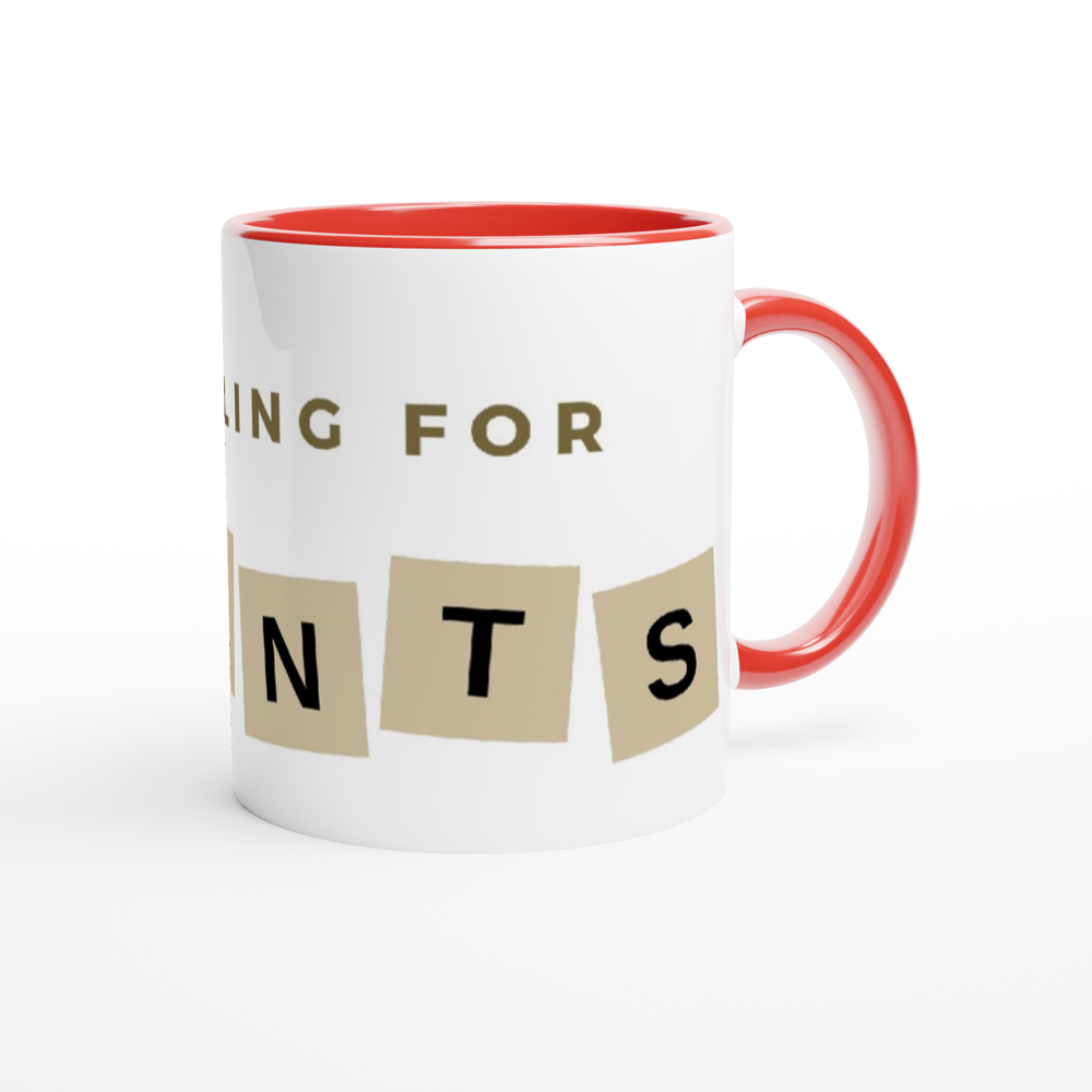 Scrabbling For Points - White 11oz Ceramic Mug with Colour Inside Colour 11oz Mug Games Globally Fulfilled