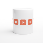 Music Control Buttons - White 11oz Ceramic Mug White 11oz Mug Globally Fulfilled Music Retro