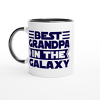 Best Grandpa In The Galaxy - White 11oz Ceramic Mug with Colour Inside ceramic black Colour 11oz Mug Dad Globally Fulfilled