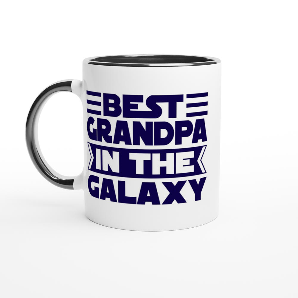 Best Grandpa In The Galaxy - White 11oz Ceramic Mug with Colour Inside ceramic black Colour 11oz Mug Dad Globally Fulfilled