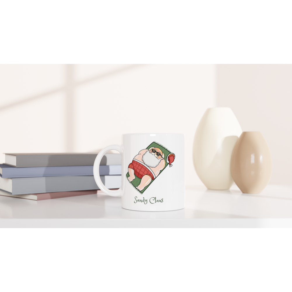 Sandy Claus - White 11oz Ceramic Mug Christmas Mug Globally Fulfilled