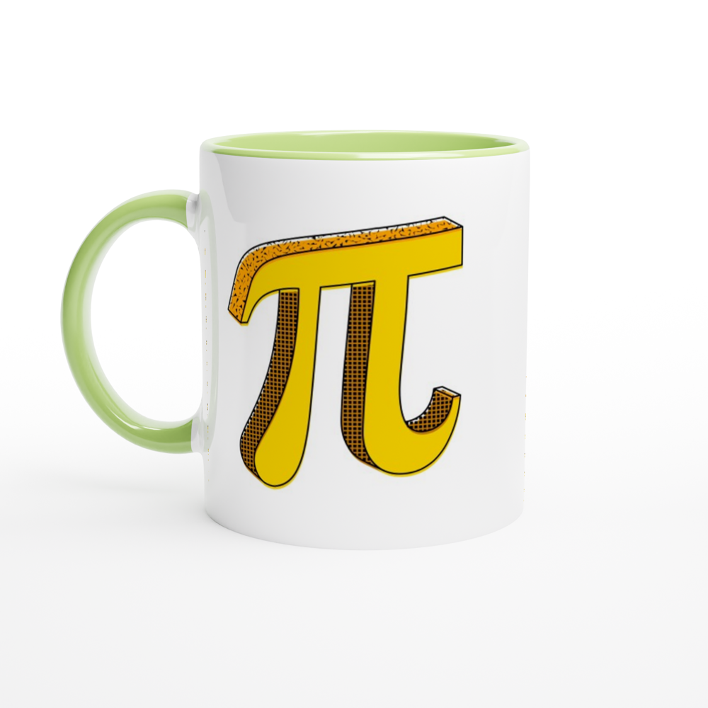 Pi - White 11oz Ceramic Mug with Colour Inside ceramic green Colour 11oz Mug Globally Fulfilled Maths Science
