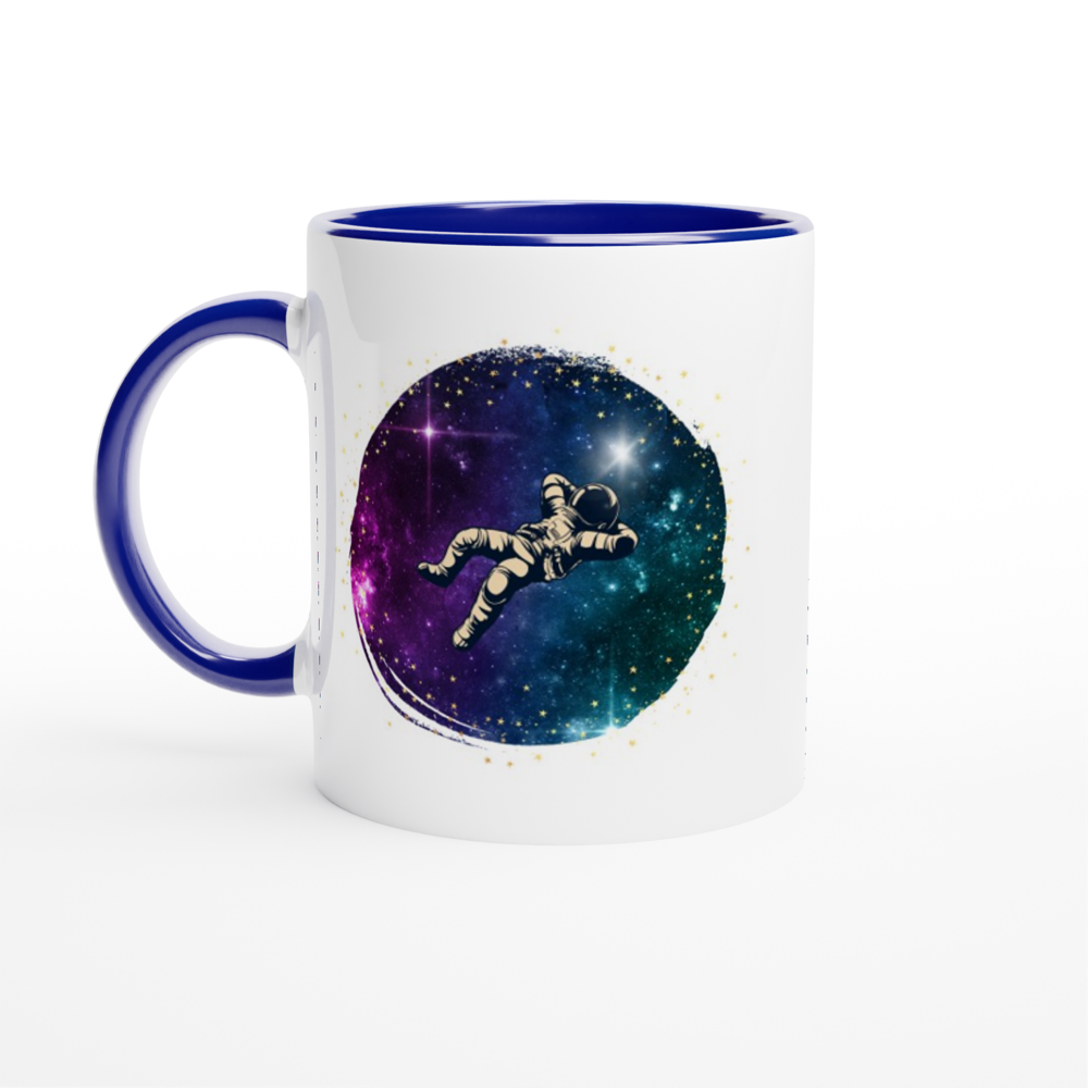 Spaceman - White 11oz Ceramic Mug with Colour Inside ceramic blue Colour 11oz Mug Globally Fulfilled Space