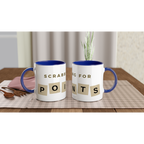Scrabbling For Points - White 11oz Ceramic Mug with Colour Inside ceramic blue Colour 11oz Mug Games Globally Fulfilled