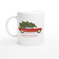 Christmas Car - White 11oz Ceramic Mug White 11oz Ceramic Mug Christmas Mug Globally Fulfilled