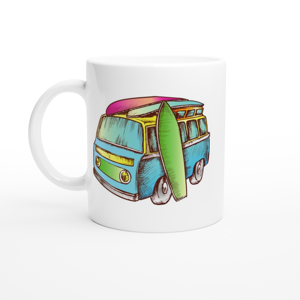 Surf Trip - White 11oz Ceramic Mug White 11oz Mug Globally Fulfilled Summer Surf