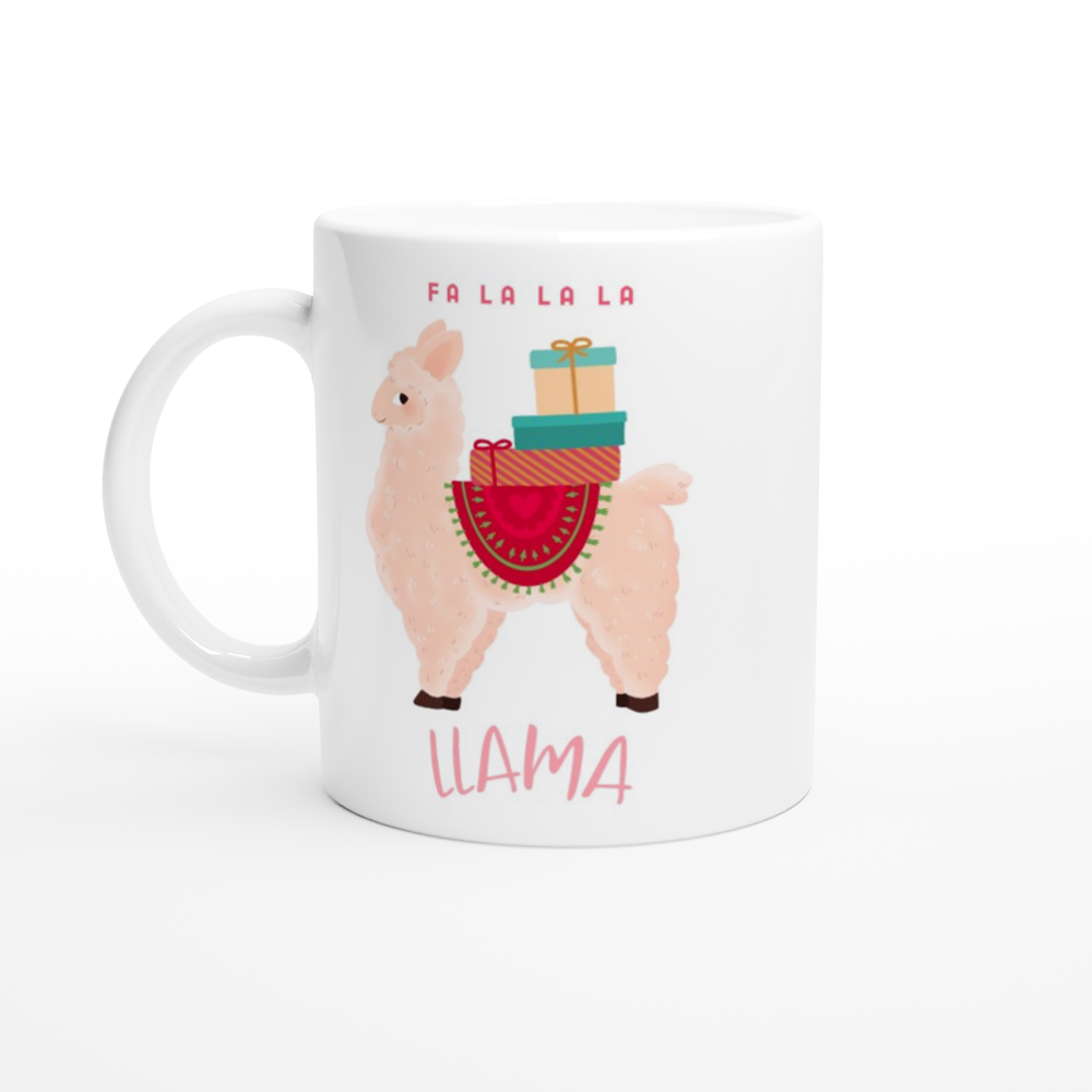 Fa La La La LLama - White 11oz Ceramic Mug Christmas Mug Globally Fulfilled