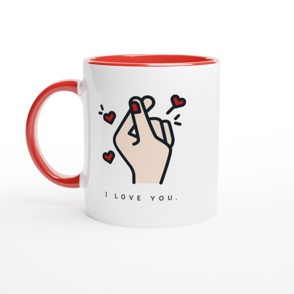 I Love You White 11oz Ceramic Mug with Colour Inside ceramic red Colour 11oz Mug Globally Fulfilled Love