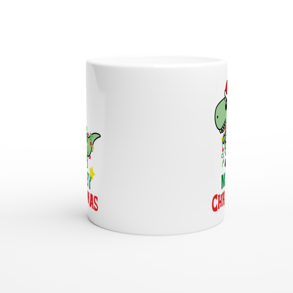 Dinosaur Christmas - White 11oz Ceramic Mug Christmas Mug Globally Fulfilled