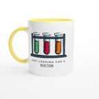 Test Tubes, Just Looking For A Reaction - White 11oz Ceramic Mug with Colour Inside ceramic yellow Colour 11oz Mug Globally Fulfilled Science