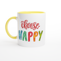 Choose Happy - White 11oz Ceramic Mug with Colour Inside ceramic yellow Colour 11oz Mug Globally Fulfilled Motivation