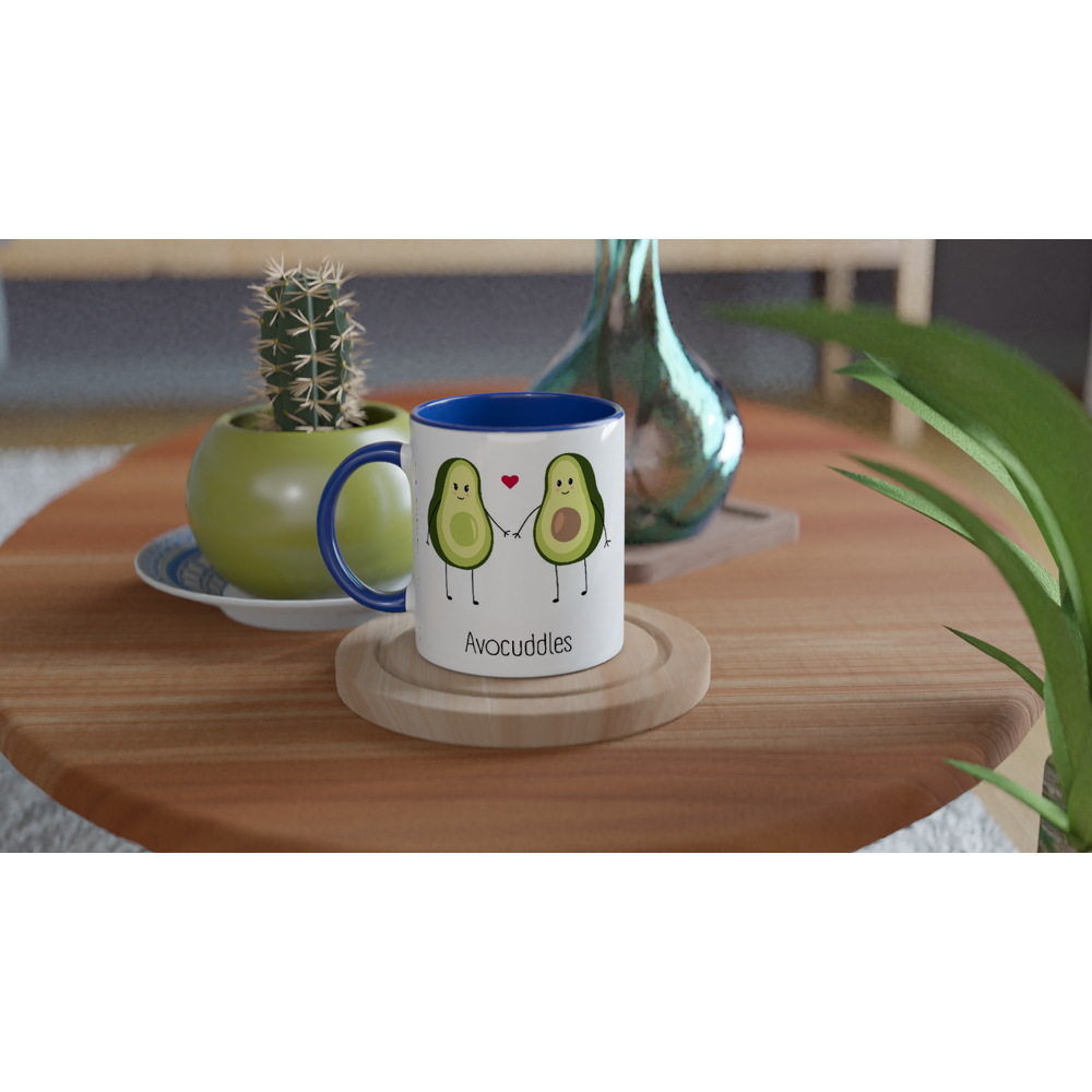 Avocuddles, Holy Guacamole - White 11oz Ceramic Mug with Colour Inside Colour 11oz Mug Globally Fulfilled Love