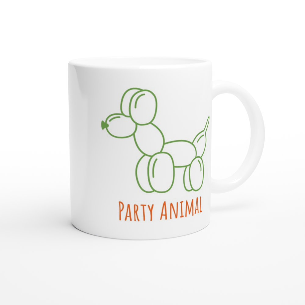 Party Animal - White 11oz Ceramic Mug White 11oz Mug Globally Fulfilled