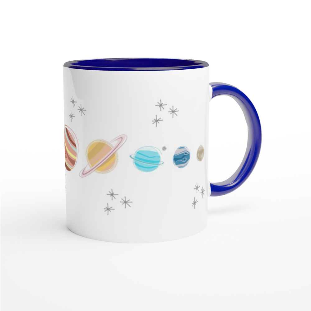 Solar System Planets - White 11oz Ceramic Mug with Colour Inside ceramic blue Colour 11oz Mug Globally Fulfilled Space