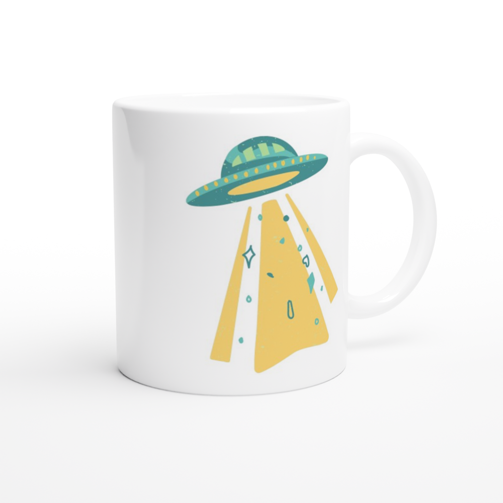 Alien UFO - White 11oz Ceramic Mug White 11oz Mug Globally Fulfilled Sci Fi