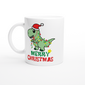 Dinosaur Christmas - White 11oz Ceramic Mug White 11oz Ceramic Mug Christmas Mug Globally Fulfilled