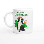 Meowy Christmas - White 11oz Ceramic Mug Christmas Mug Globally Fulfilled