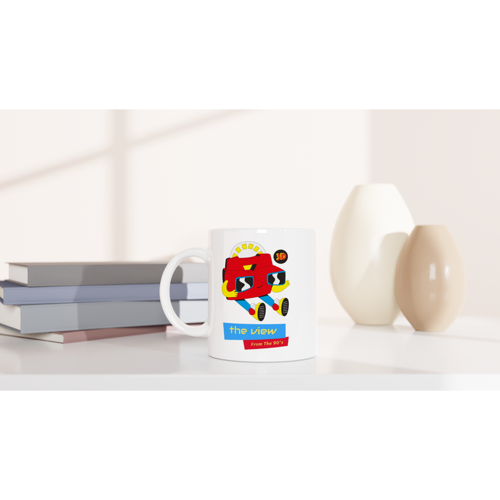 The View From The 90's - White 11oz Ceramic Mug White 11oz Mug Globally Fulfilled Retro
